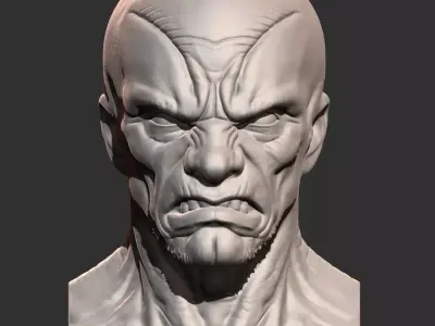 Alien Creature Head Bust STL  High Detail Resin 3D Print Model 3D print model