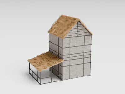 Medieval Woodworkers House Low-poly 3D model