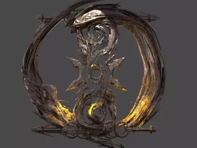 Healers Tree Wall engraving 1 Low-poly 3D model