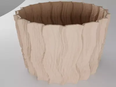 Organic Wood Texture Planter STL  Decorative Flower Pot  3D print model