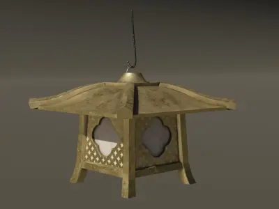 Japanese Golden Lamp Low-poly 3D model