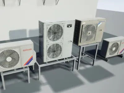 6x unique Animating Air Conditioner Low-poly 3D model