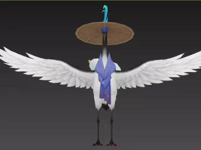 immortal crane Low-poly 3D model
