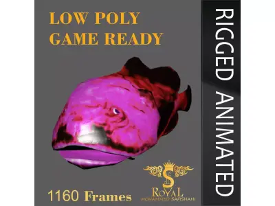 Animated Blob Fish - Loop Animation with 1160 Frames Low-poly 3D model