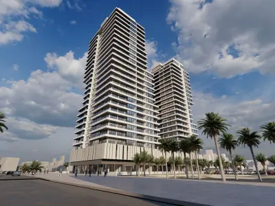 Modern Residential Towers with Mall 3D model