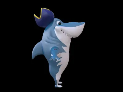 Asset - Cartoons - Animal - Shark 02 - Rig 3D model