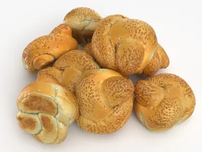 Sesame Knot Rolls 3D model