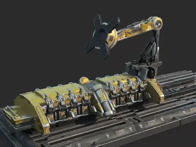 Future sci-fi industrial facility robotic arm 3D model