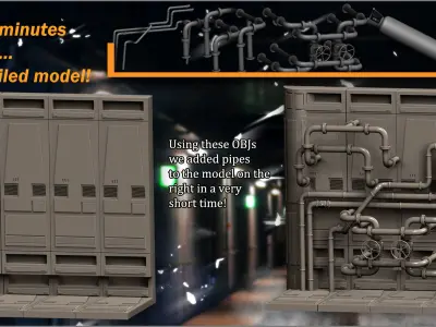 Industrial Maker 240 OBJs and 254 ZBrush IMM Brushes 3D model