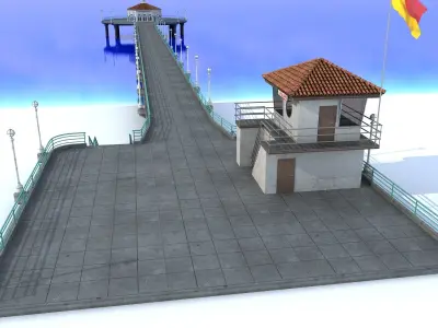 Manhattan Beach Pier Low-poly 3D model