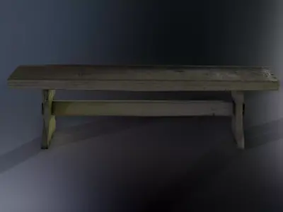Wooden Bench Low-poly 3D model 12