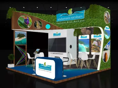 5mtr x 5mtr expo stall 3side open Exhibition Stand Free low-poly 3D model