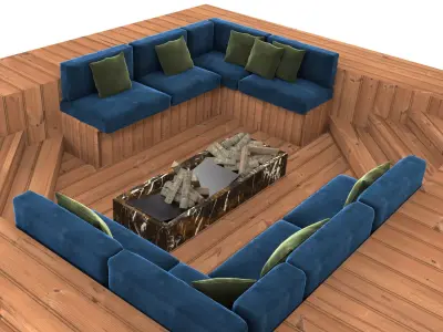 Sofa for overflow swimming pool  3D model