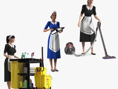 Rigged Housekeeping Maids Collection 2 for Maya 3D model