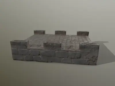 Altar Set brick fire pit Low-poly 3D model