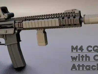 M4 CQBR MK18 with Customize Attachments Low-poly 3D model