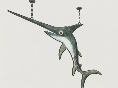 Fish Restaurant Sign 01 3D model