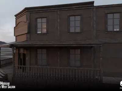 Modular - Wild West Saloon - All Formats Low-poly 3D model