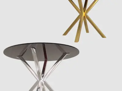 Table X two round tables with metal legs and glass tops Free 3D model