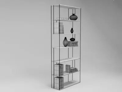 Metal black bookshelf in a modern style Free 3D model