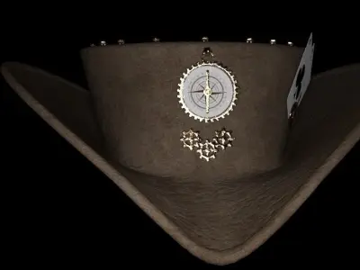 Hat historic old cards Low-poly 3D model