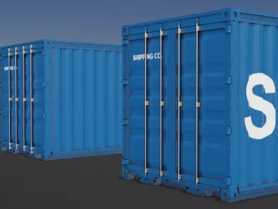 Standard shipping containers 40 feet and 20 feet 3D model