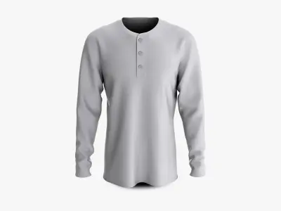 Male and Female T-Shirt Dropped Shoulder Henley Collar Long Sleeve Collection 3D model