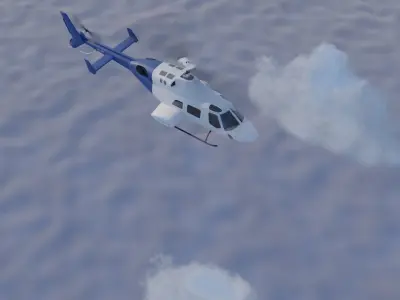 Helicopter Low Poly flying in sky Low-poly 3D model