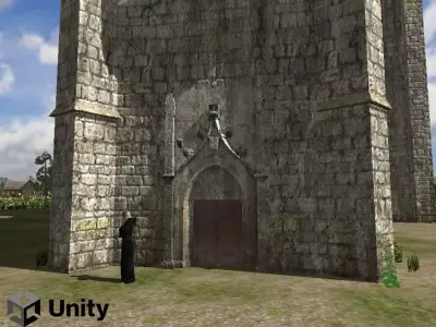 XVth century fortified church Low-poly 3D model