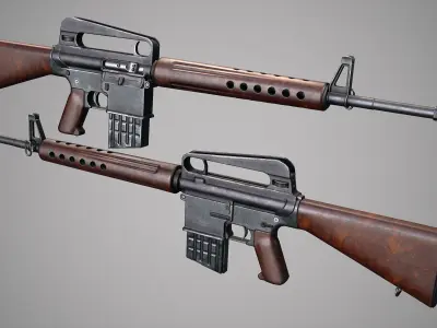 PBR ArmaLite AR-10 Low-poly 3D model