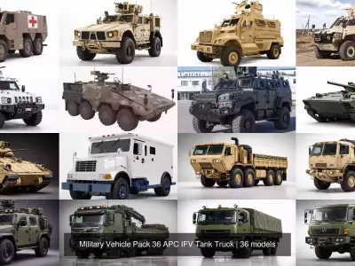 Military Vehicle Pack 36 APC IFV Tank Truck