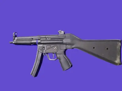 automatic machine gun ready Low-poly 3D model