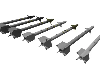 Aim-9 Sidewinders low poly collection Low-poly 3D model