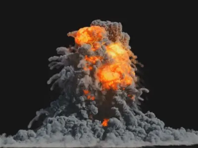 Houdini Explosion Asset Sand Advection Explosion lifetime lisc Low-poly 3D model