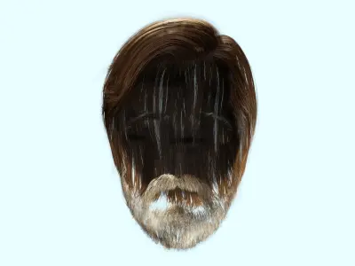 Classic Side Part Hair - Mustache - Beard Low-Poly Low-poly 3D model