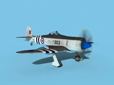 Hawker Sea Fury V14 RCAF 3D model