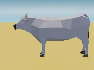 Low poly cow Indian cow Low-poly 3D model