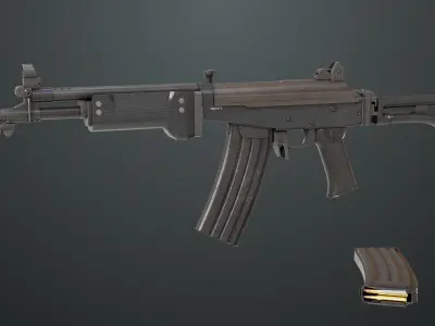 Machine Gun 13 Metal All PBR Unity UE Textures Low-poly 3D model