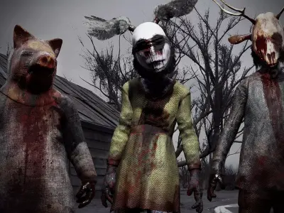 Pack of Creepy Horror Children Low-poly 3D model