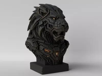 Cyber Lion Futuristic Mecha Lion Bust 3D print model