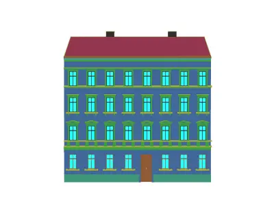 Street Facade Residantial Building Peach Brown 3D model