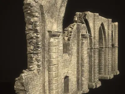 Ancient Cathedral Ruins Low-poly 3D model