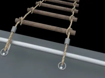 Rope ladder animated Low-poly 3D model