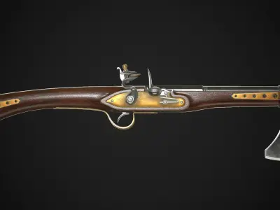 Flintlock Axegun 01 Classic Low-poly 3D model