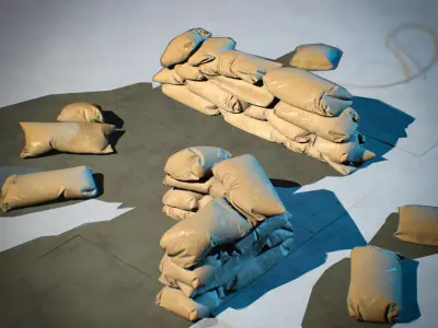 Sandbags Free low-poly 3D model