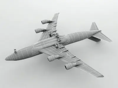  Boeing 747-400 Airliner - Generic White Low-poly 3D model