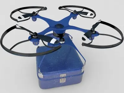 Generic Logistics Blue Post Drone with Box 3D model