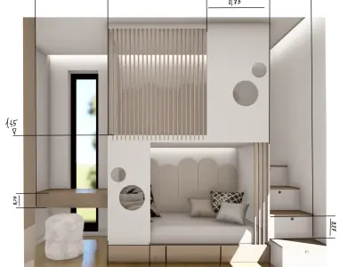 Modern Baby Room Furniture Set with Built Free low-poly 3D model