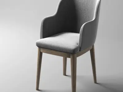 Chair dining with fabric and wooden legs Free low-poly 3D model