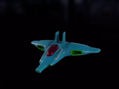 Sci-fi Jet Spaceship roaming through the Space Low-poly 3D model